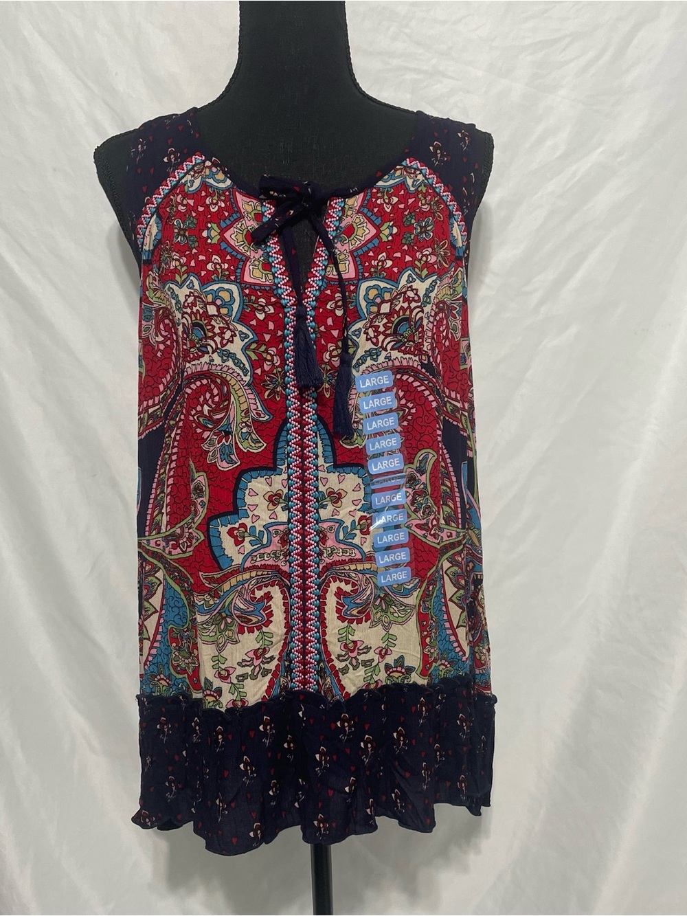 Bila Blouse Womens Size L Sleeveless Boho Hippie Festival Gypsy Casual NWT New